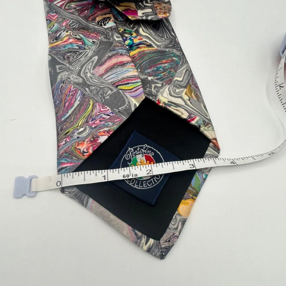 Portofino Collection Mens Silk Tie Marbled Abstract Multicolor Handmade USA